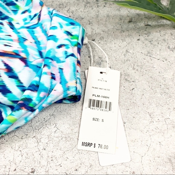 PQ Palmas Blue Tropical Knot Bikini Top Size Small S - Picture 4 of 10